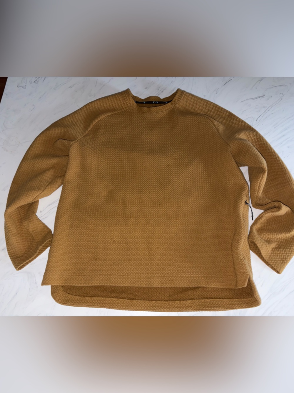 FLX Commuter Crewneck Fleece Sweatshirt Size XL mustard yellow Pockets waffke